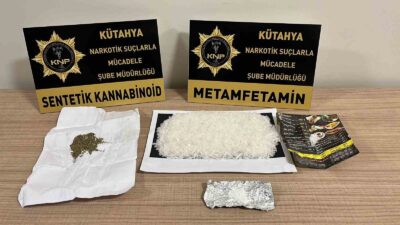 KÜTAHYA’DA POLİS EKİPLERİNİN DURDURDUĞU TİCARİ TAKSİDE YAPILAN ARAMADA UYUŞTURUCU MADDE