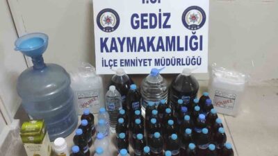 GEDİZ’DE SAHTE ALKOL SATIŞI YAPAN ŞAHIS YAKALANDI