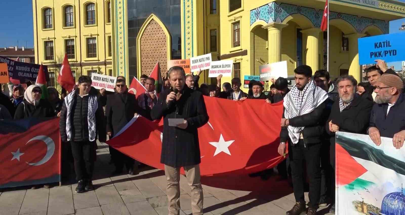 Kütahya’da terör örgütü PKK, İsrail ve ABD protesto edildi