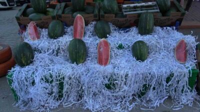 KÜTAHYA'DA YILIN İLK KARPUZU DİLİMLE SATILIYOR