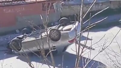 TAVŞANLI'DA TAKLA ATAN OTOMOBİL TERS DÖNDÜ: 1 YARALI