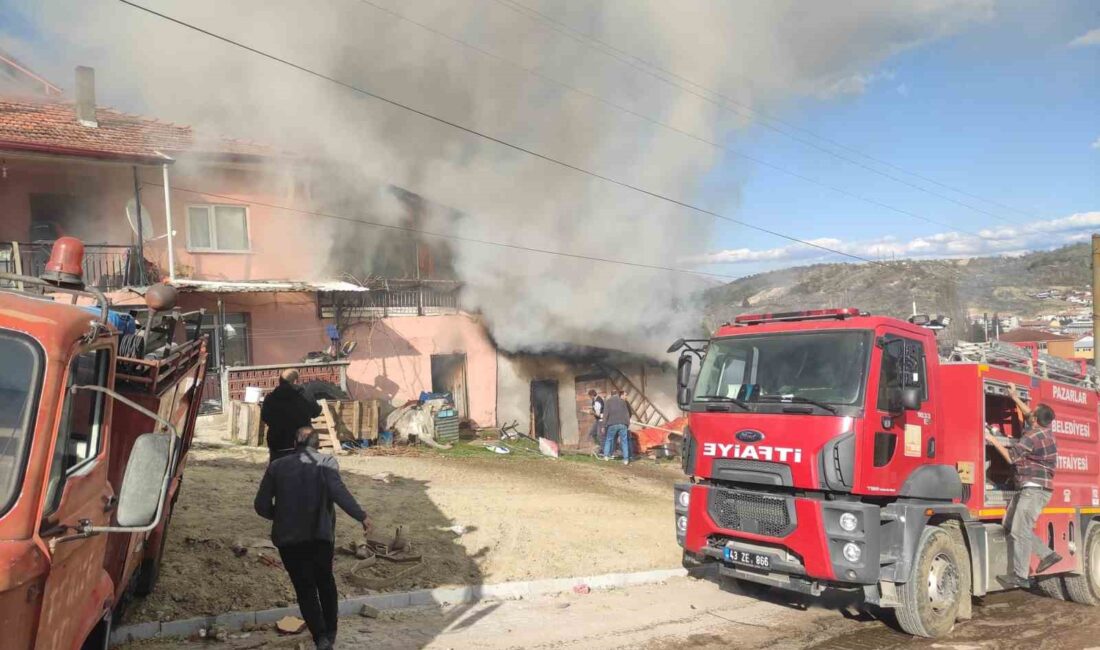 PAZARLAR’DA AHIR YANGINI: 4 BÜYÜK BAŞ HAYVAN TELEF OLDU