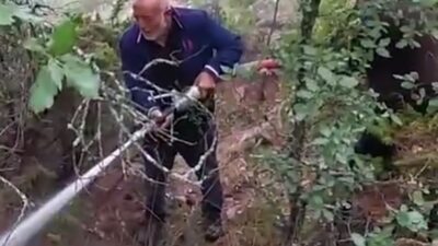 EMET'TE YILDIRIM ÇARPMASI SONUCU ORMAN YANGIN