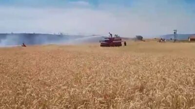 KÜTAHYA'NIN TAVŞANLI İLÇESİNDE EKİLİ ALANDA ÇIKAN YANGIN TAVŞANLI BELEDİYE İTFAİYE