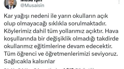KÜTAHYA VALİSİ MUSA IŞIN, İLDEKİ TÜM YOLLARIN AÇIK OLDUĞUNU BELİRTEREK,