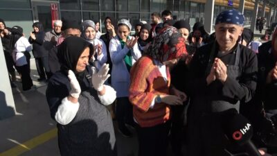 KÜTAHYA ŞEHİR HASTANESİ'NDE TAŞERON FİRMA ÇALIŞANLARI, MAAŞLARINI ALAMADIKLARI GEREKÇESİYLE PROTESTO