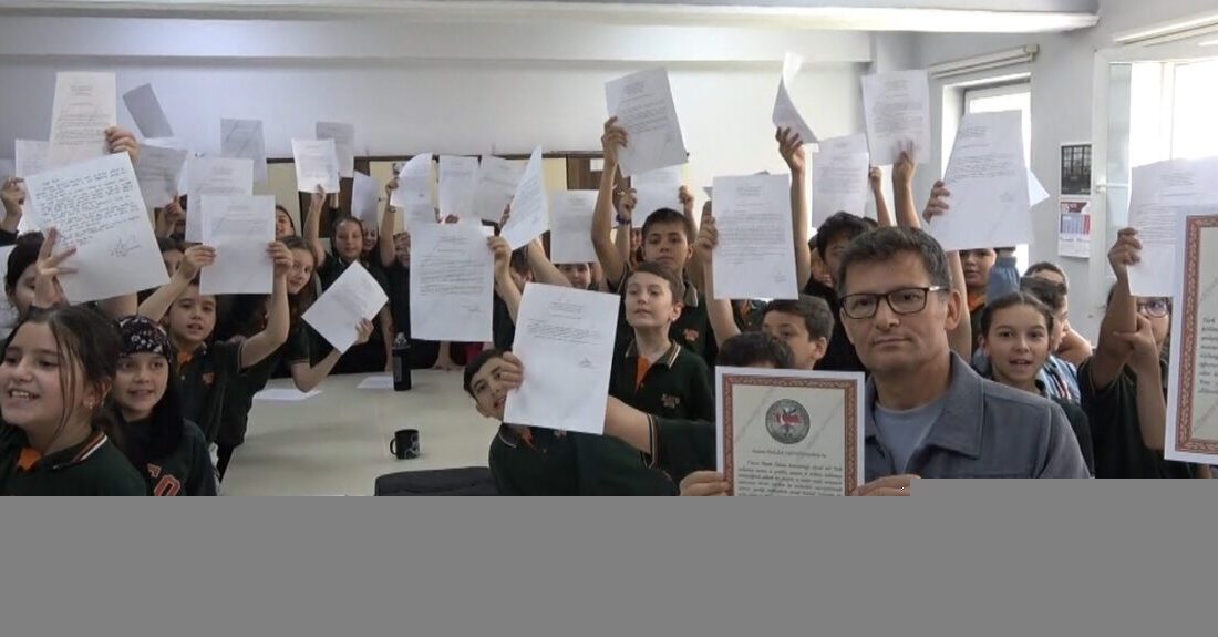 Kütahya’nın Tavşanlı ilçesinde Ressam Abdullah Taktak Ortaokulu öğrencileri tarafından sınır