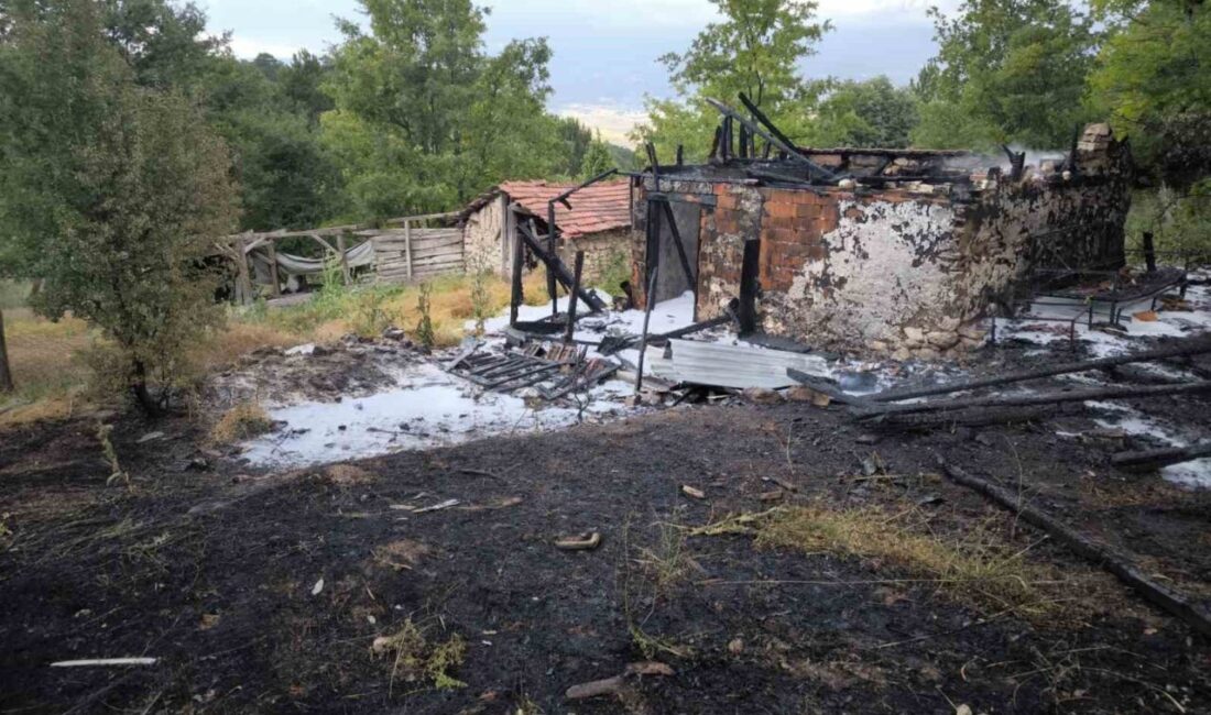 Kütahya’nın Domaniç ilçesine bağlı Aksu köyünde bir barakada çıkan yangın,