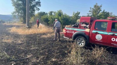 Kütahya’nın Domaniç ilçesinde çıkan anız yangını, orman ve itfaiye ekiplerinin