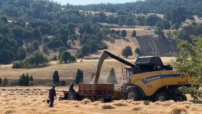 Kütahya’nın Tavşanlı ilçesine bağlı Göbel köyünde harman mevsimi yoğun bir