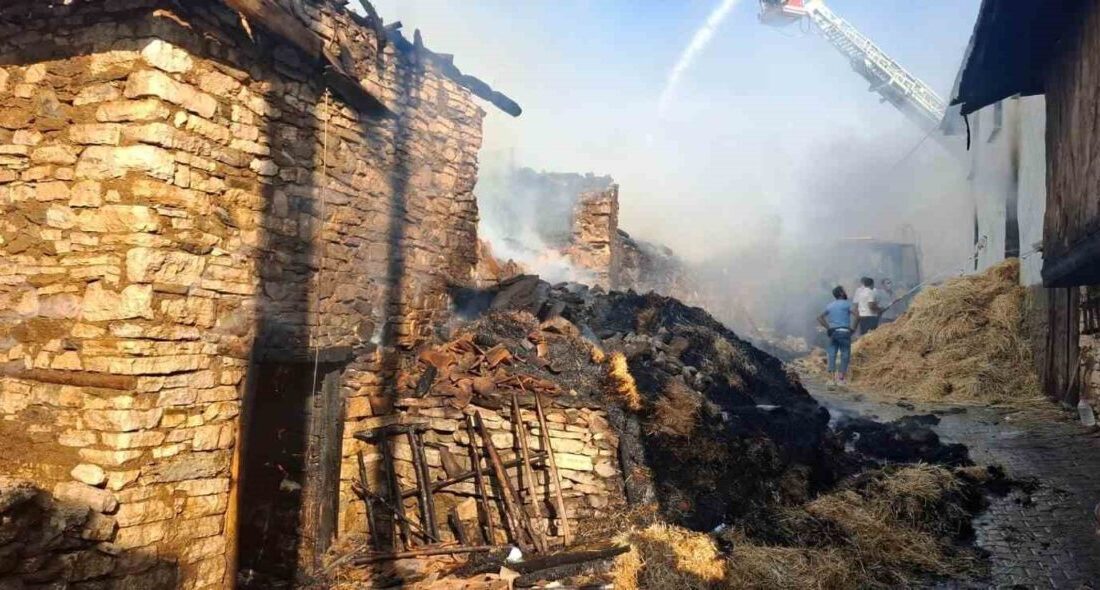 Kütahya’nın Emet ilçesine bağlı Konuş köyünde çıkan yangında 4 ev