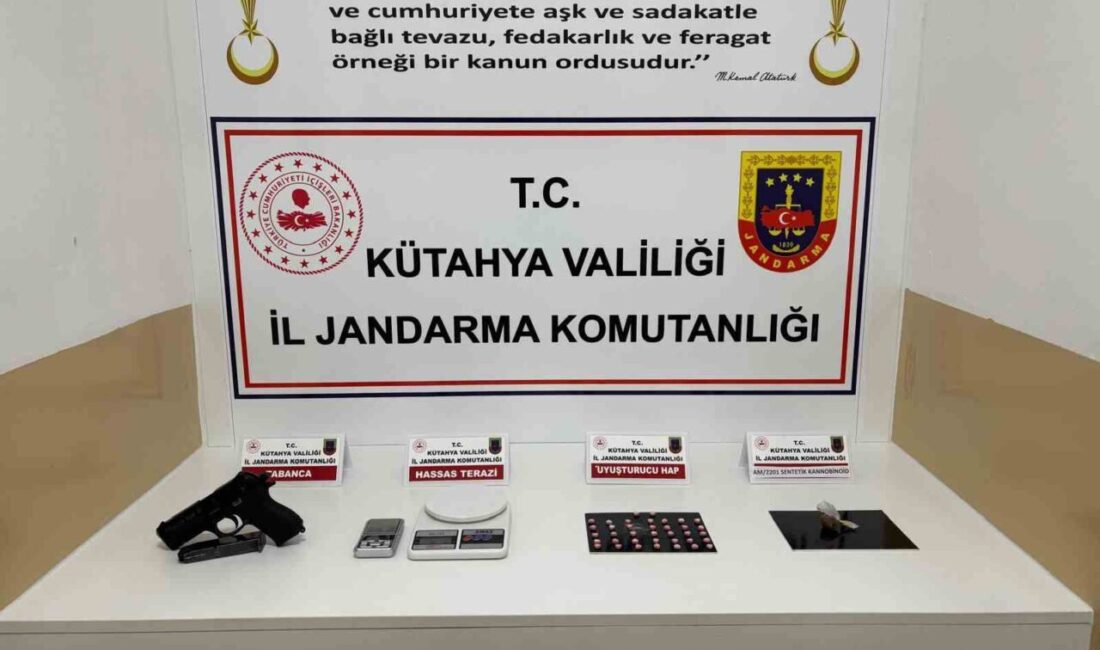 Kütahya’da jandarma ekipleri tarafından düzenlenen operasyonda bir miktar uyuşturucu madde