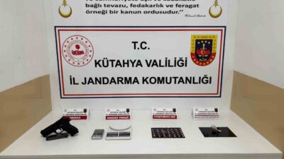 Kütahya’da jandarma ekipleri tarafından düzenlenen operasyonda bir miktar uyuşturucu madde