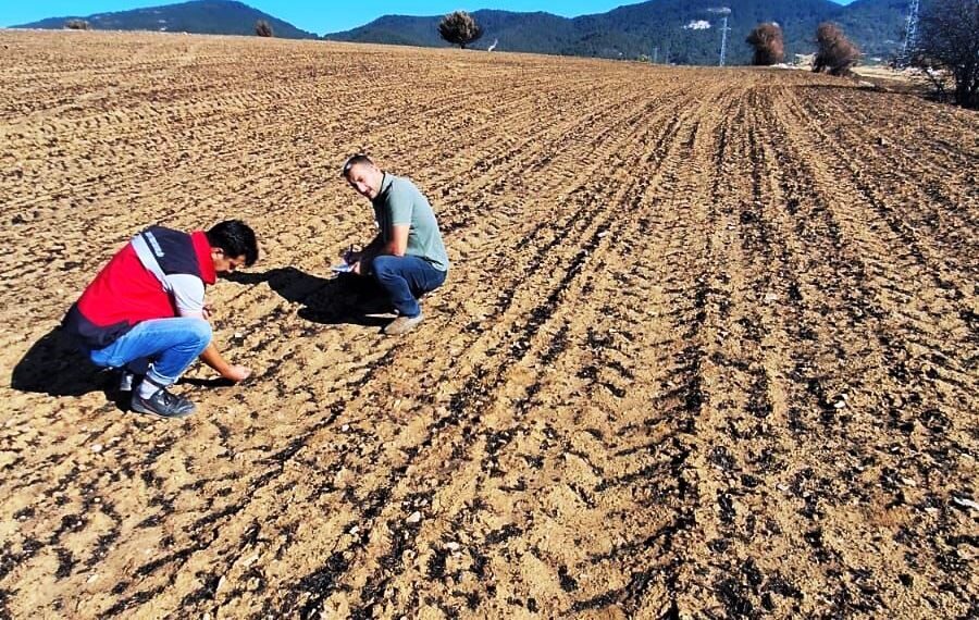Kütahya’nın Dumlupınar ilçesinde meydana gelen yangından etkilenen hububat ekili alanlarda