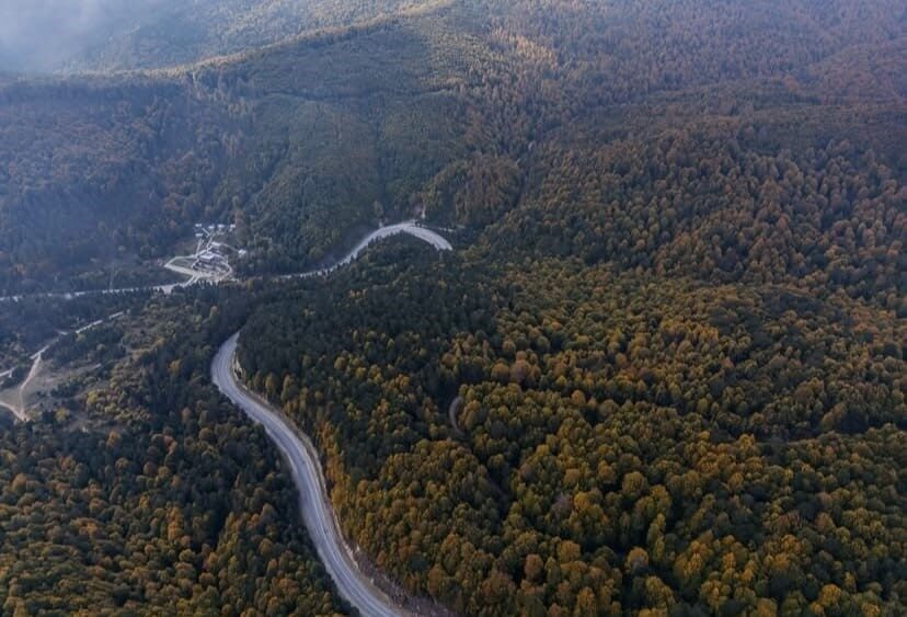 Kütahya’da sonbahar mevsiminde farklı renk tonlarına bürünen ağaçlar görsel şölen
