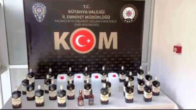 Kütahya’da İl Emniyet Müdürlüğü ekiplerince düzenlenen operasyonlarda 41,7 litre kaçak/sahte