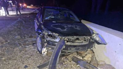 Kütahya’nın Hisarcık ilçesinde otomobil ile motosikletin çarpışması sonucu meydana gelen