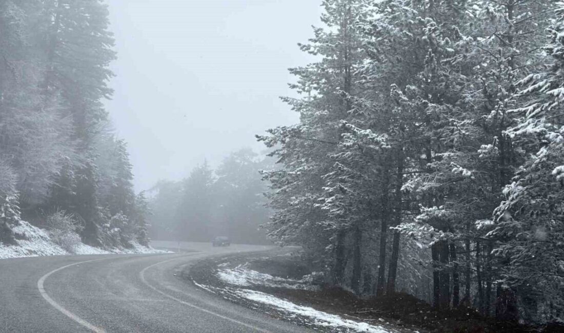 Kütahya’nın Domaniç ilçesinde sabah saatlerinde başlayan kar yağışı ve yoğun