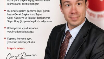 Cüneyt Demircan, Doğru Yol Partisi Kütahya İl Başkanlığına Atandı Doğru