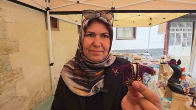 Kahramanmaraşlı ipek koza sanatçısı Nuray Taşkıran, Kütahya’da düzenlenen Germiyan Festivali